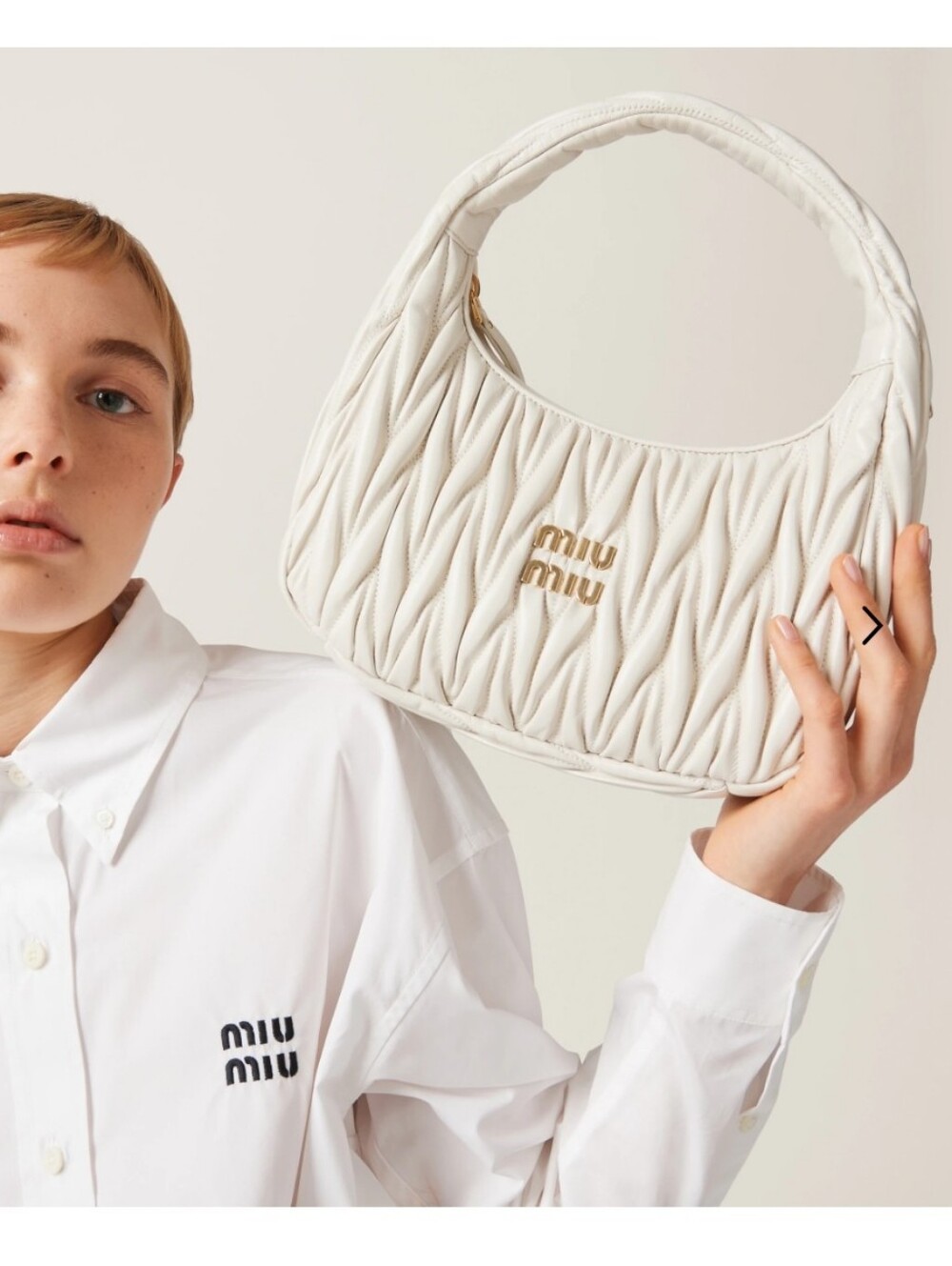 White Pleats Matelassé Nappa Leather Crossbody Bag